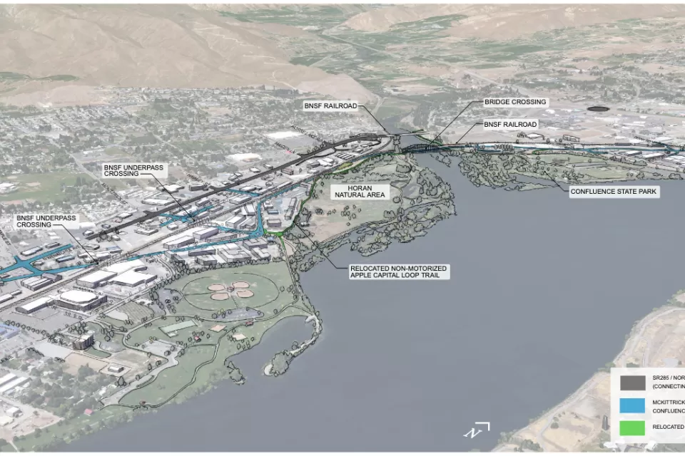 Rendering of Proposed Confluence Parkway at Wenatchee River